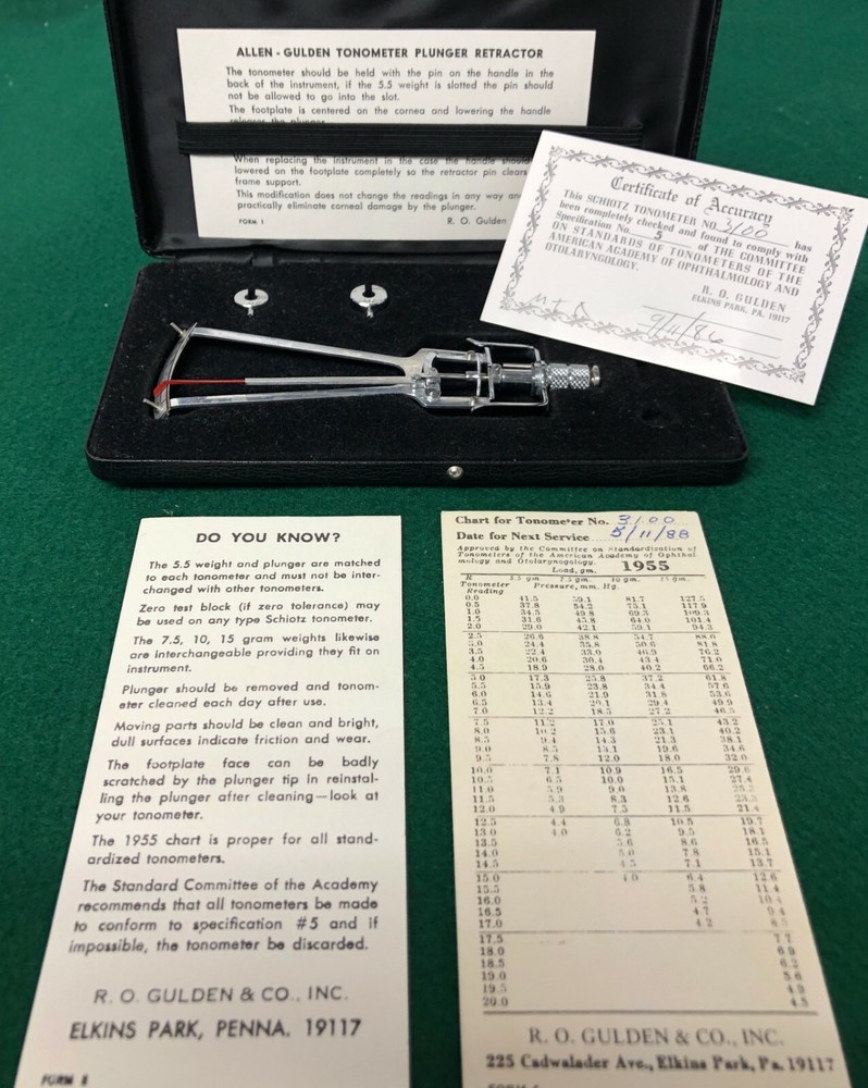 Vintage Miltex Schioetz Tonometer With Case & Instructions