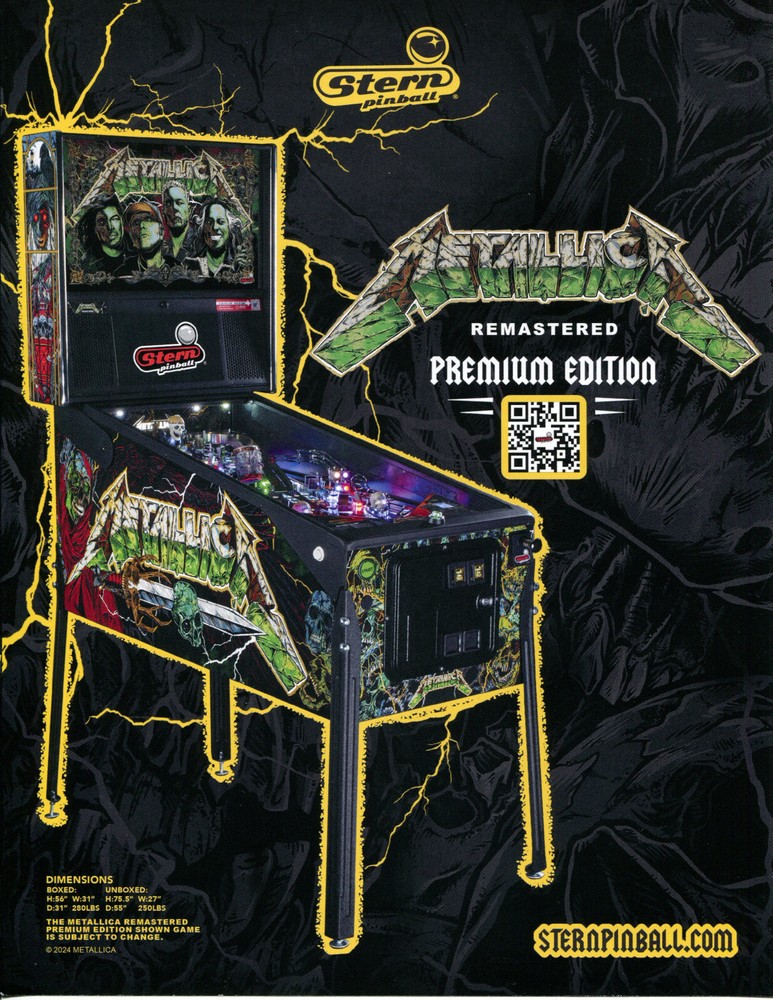 Metallica Premium Edition Remastered Stern Pinball Flyer Mint / Brochure / Ad