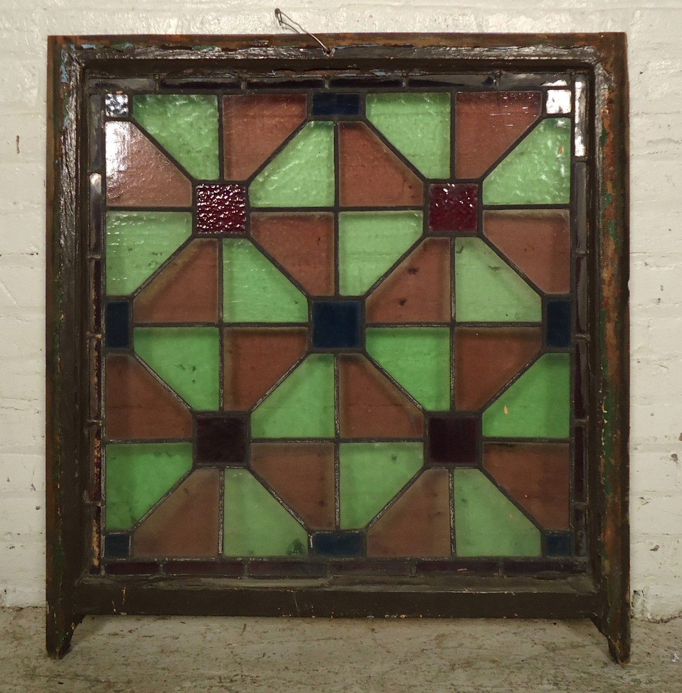Vintage Stained Glass Window Panel (2034)NS