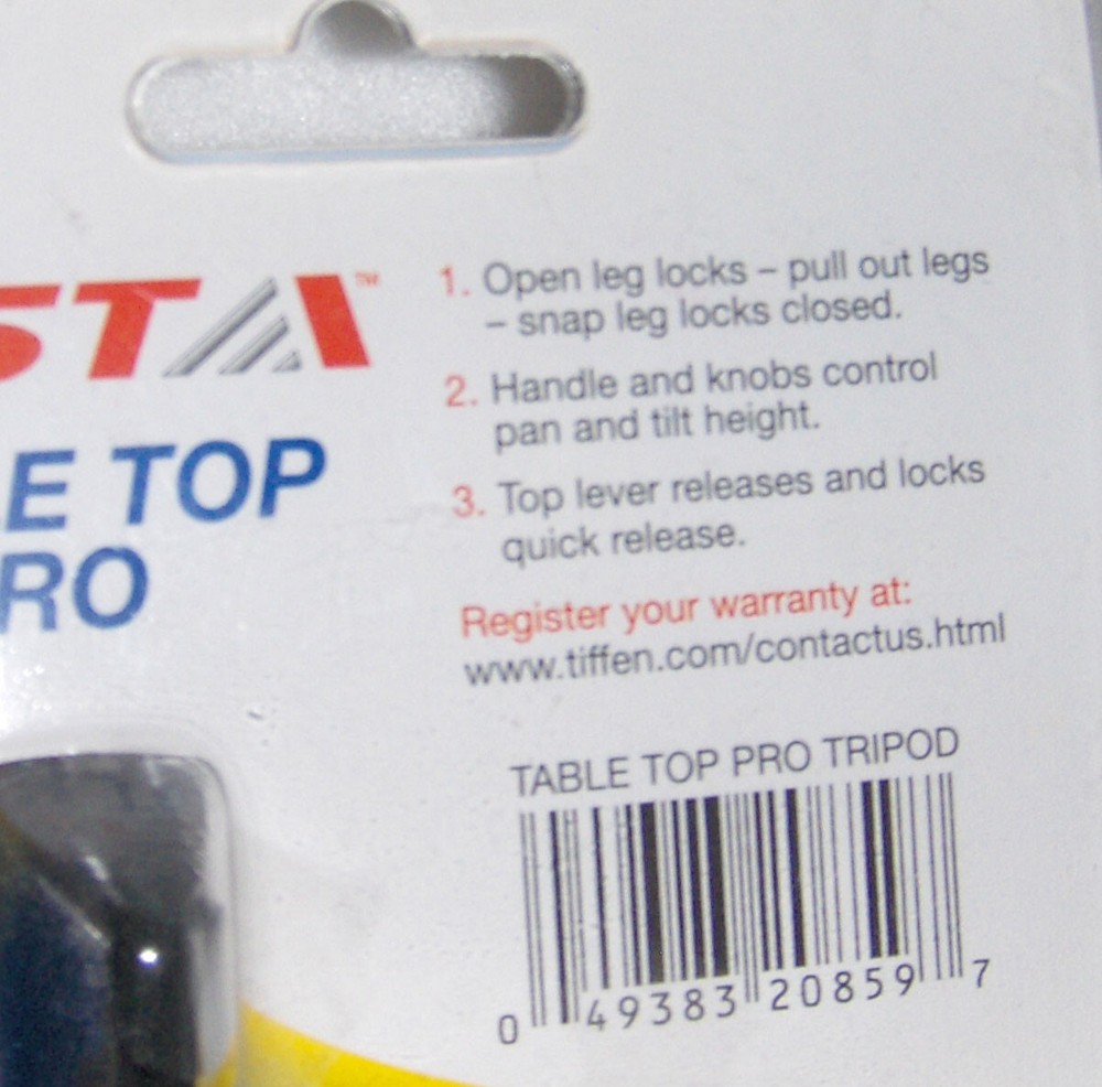 New Vista Table Top Pro 9" Tripod New Sealed