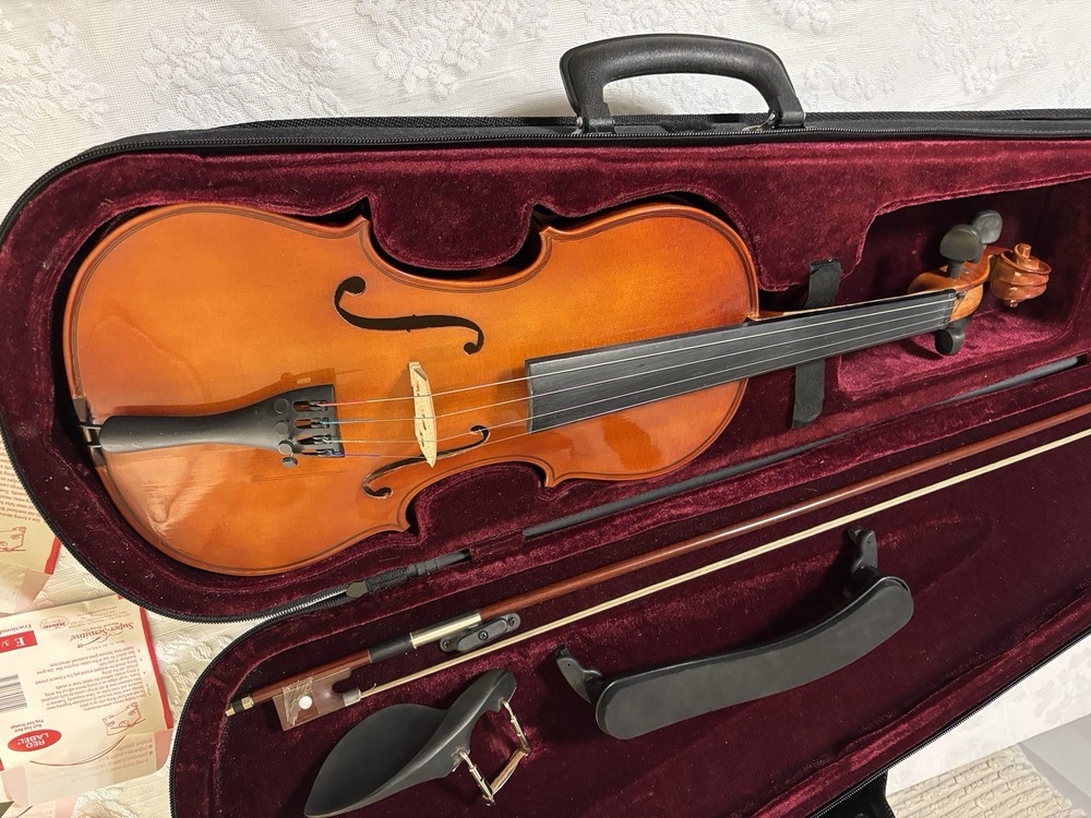 4/4 Full Size Violin Outfit w Case Bow Chin Rest Extras String Kit