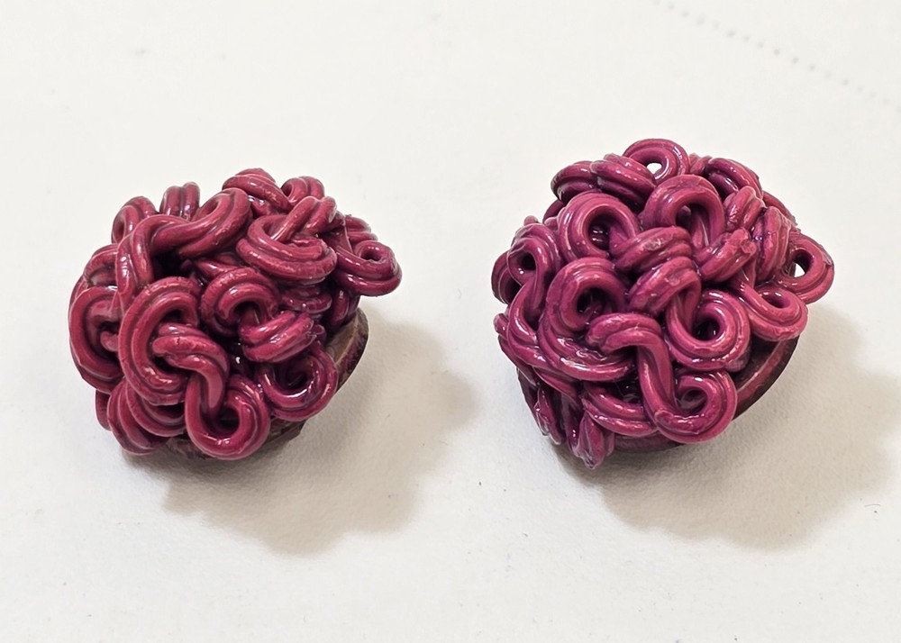 2 Vintage Pink Extruded Celluloid Spaghetti Buttons