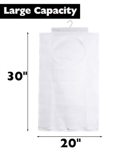 Breathable Mesh Laundry Hamper,Foldable Hanging Closet Storage White