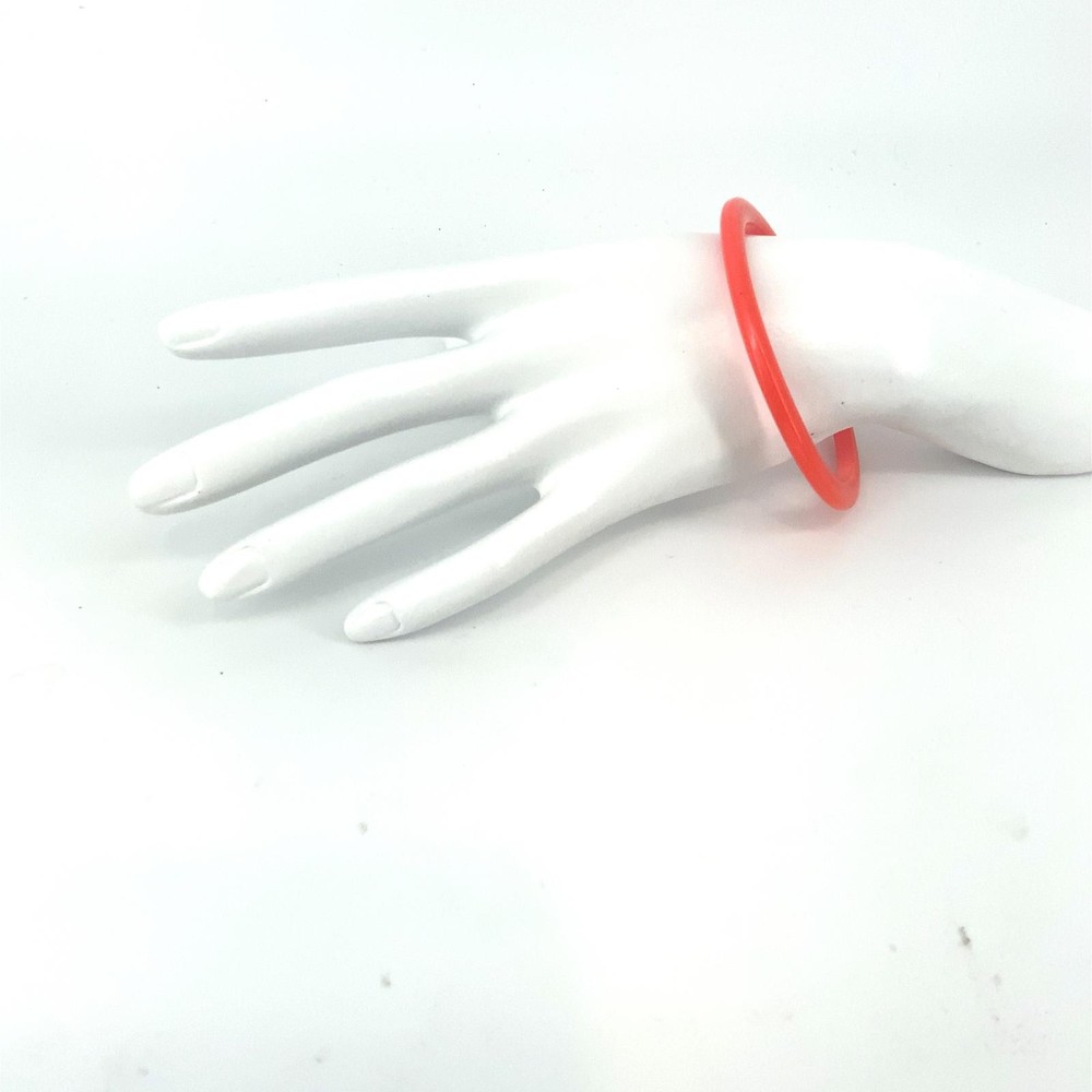 Vintage Bakelite Mid Century Bangle Bracelet Red Slim Stackable
