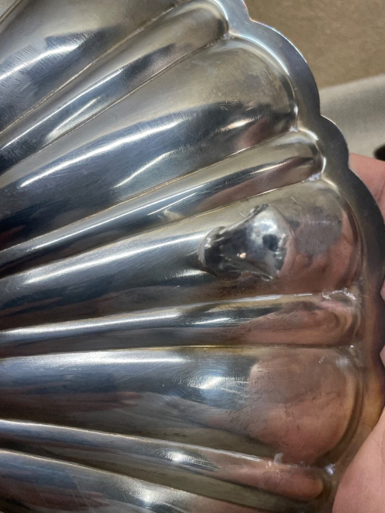 Glastonbury Silver on Copper Shell Dish footed marked 608