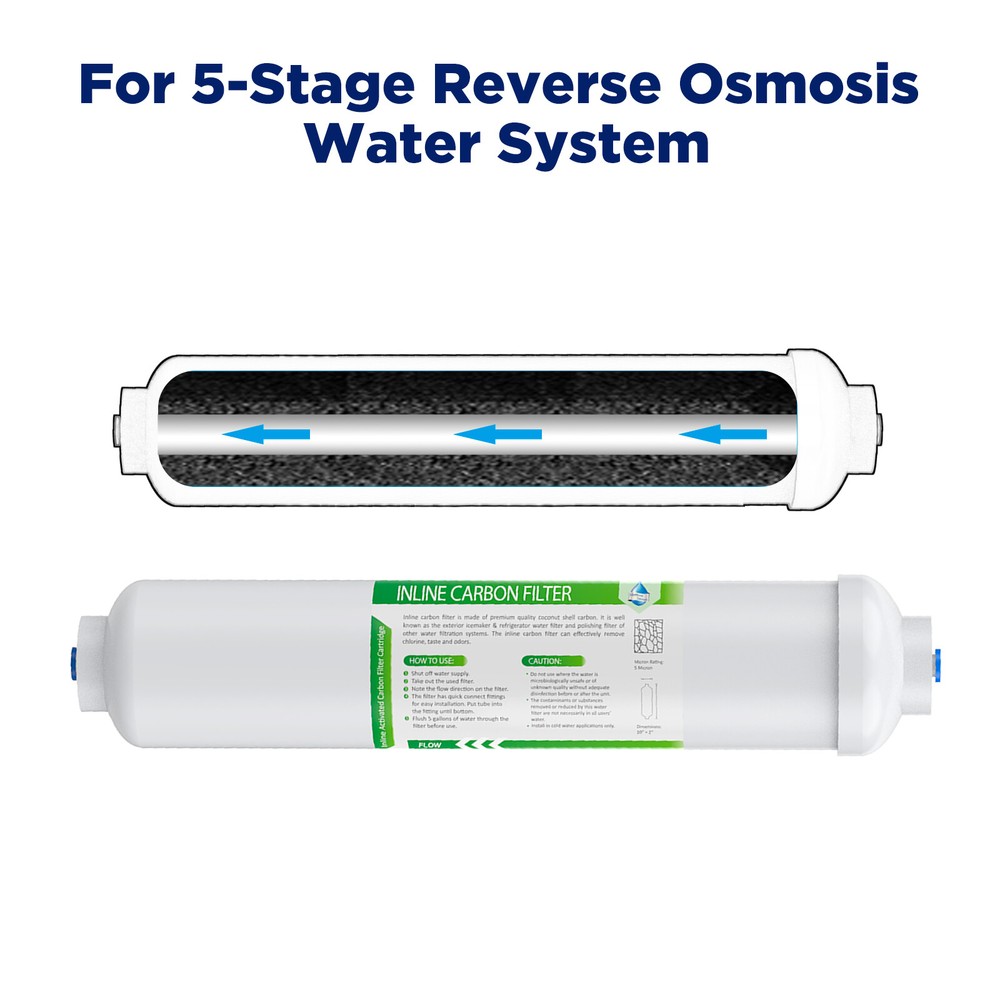 5 Pack Inline Post Carbon Water Filter 1/4" Quick Connector Fridge Ice-maker