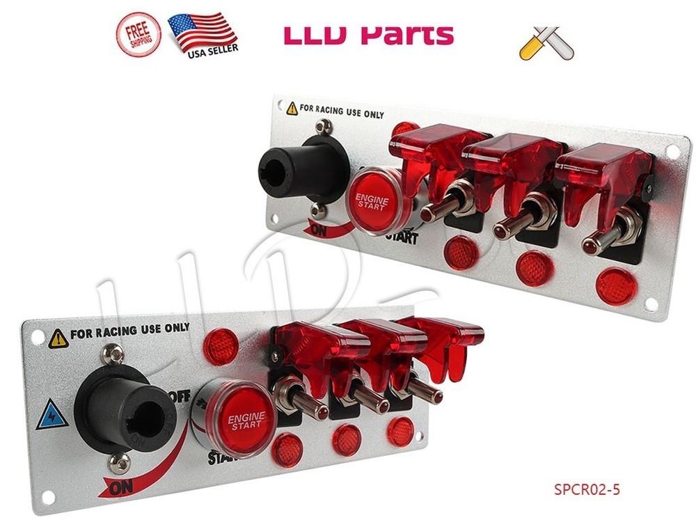 5 Gang Ignition Racing Car Switch Panel Engine Start Push Button LED Toggle