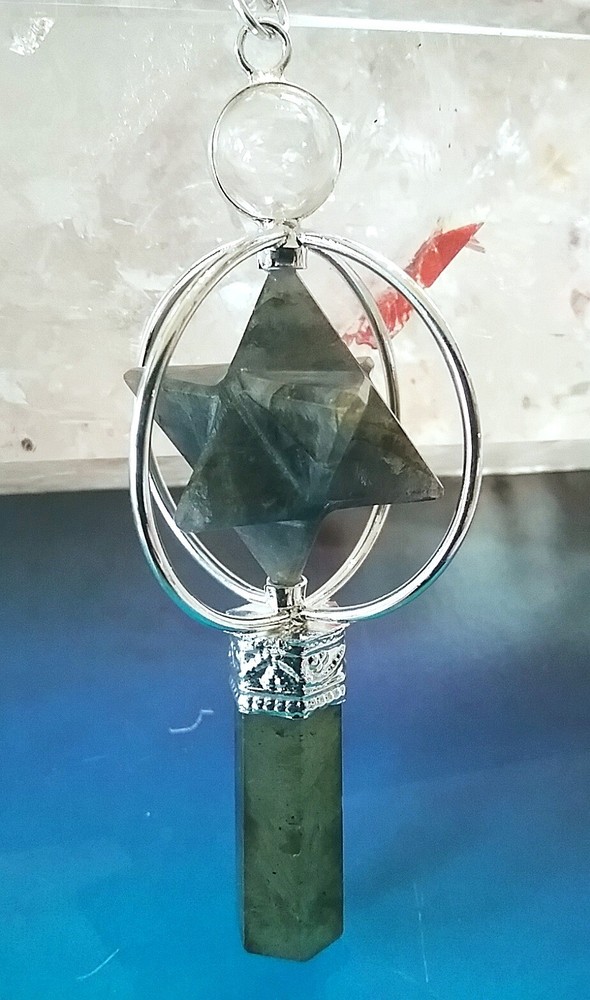 2 LABRADORITE DOWSING PENDULUM, Labradorite SPINNING MERKABA Dowsing Pendulum