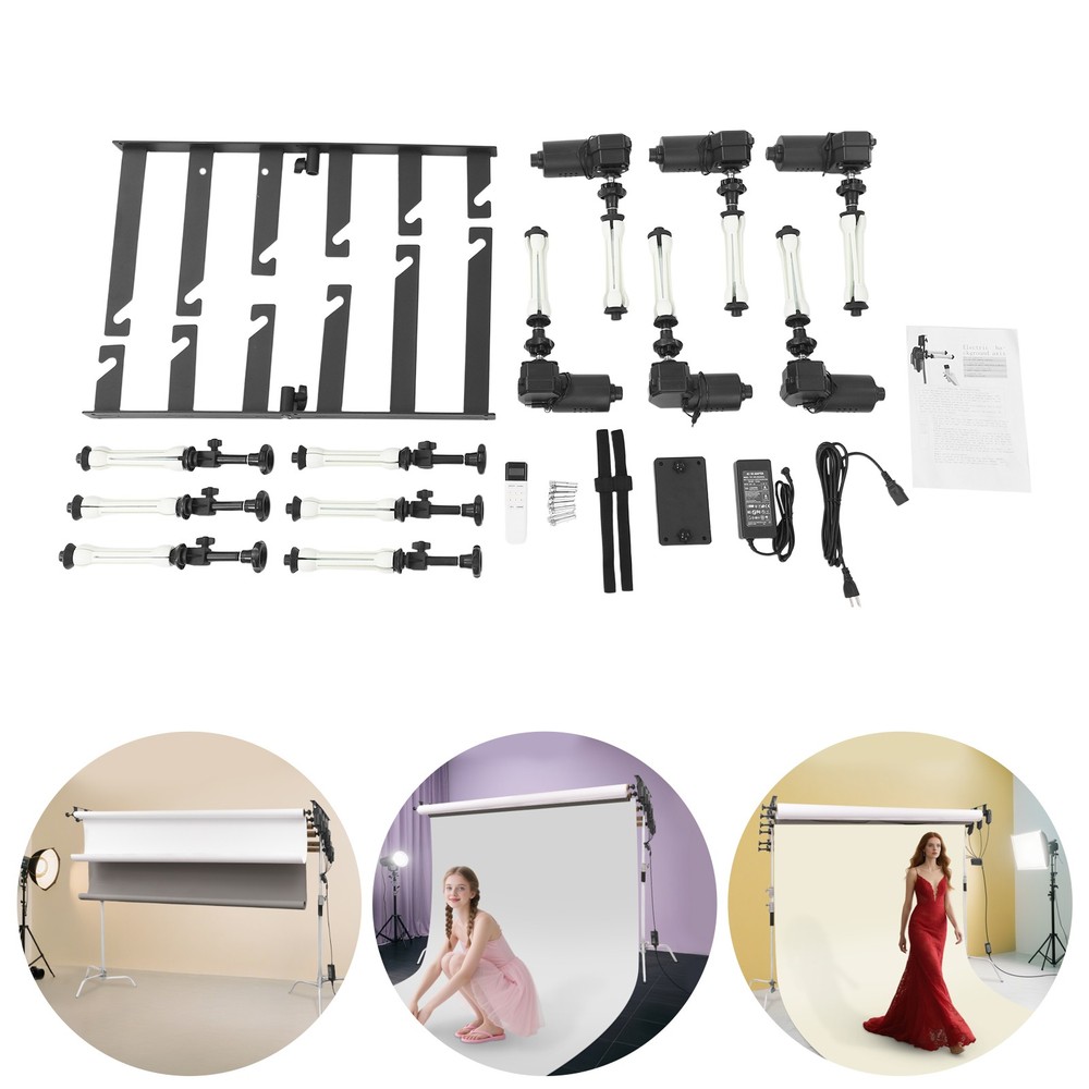 6 Rollers Photography Backdrop Roller & Remote Electric Background Mechanism