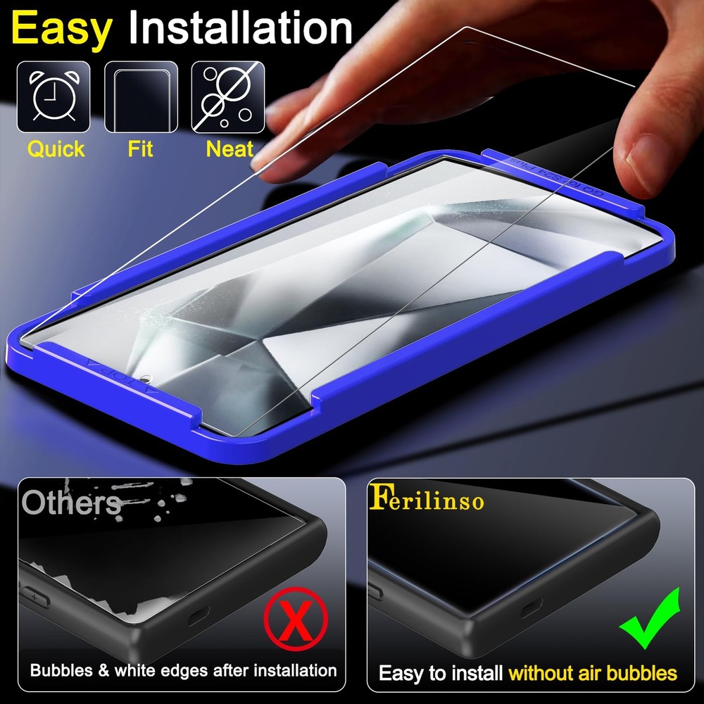 4 Pack HD Clear Tempered Glass Screen Protector for Galaxy S24 Ultra