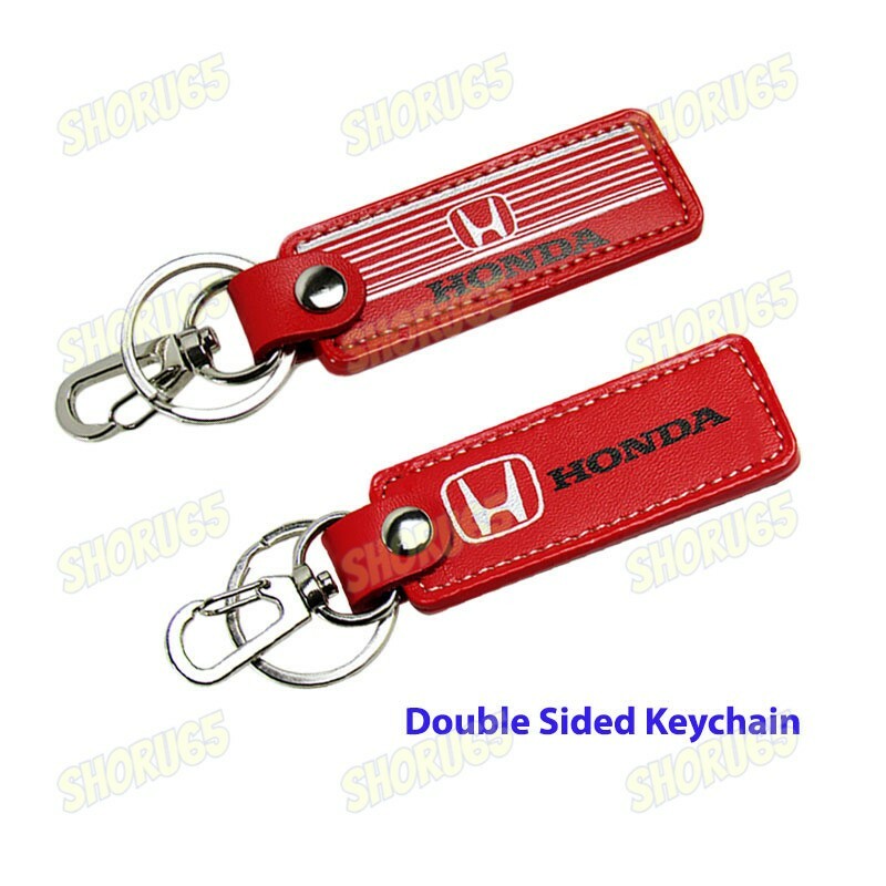 For Honda Keychain Red Leather Key Ring Civic Accord Key Chain Holder Clip X1