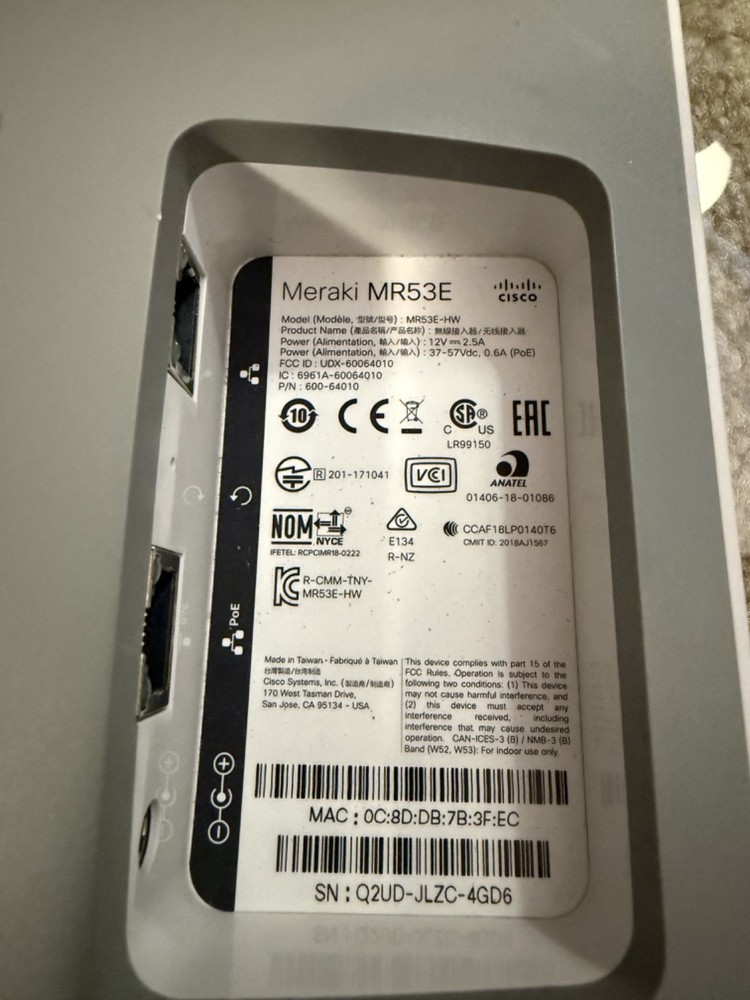 Cisco MR53E APs (x3) Unclaimed, With Mounting Brackets