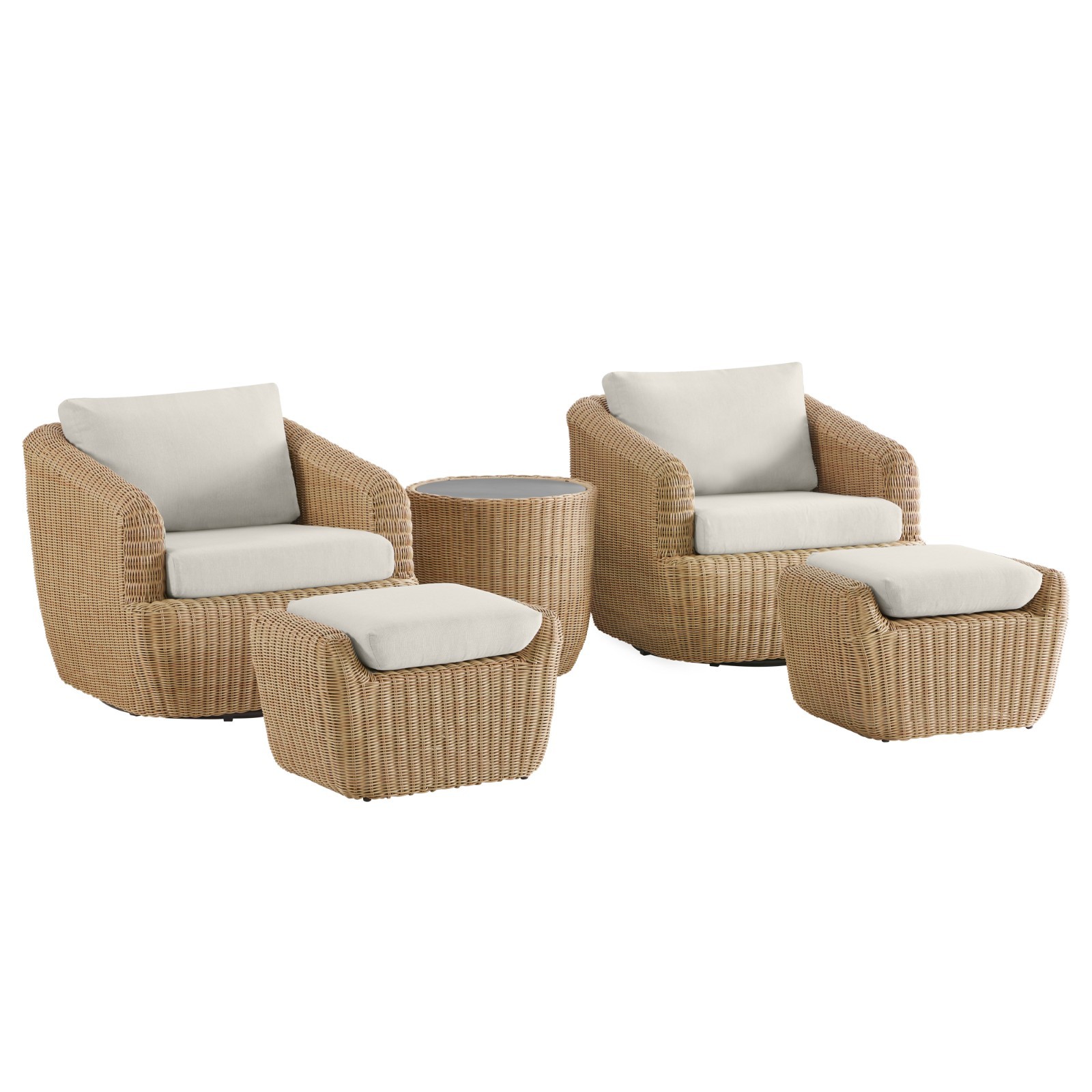 CHITA Patio Wicker 360° Swivel Chairs w/ Removable Cushion Backyard Rattan Chair