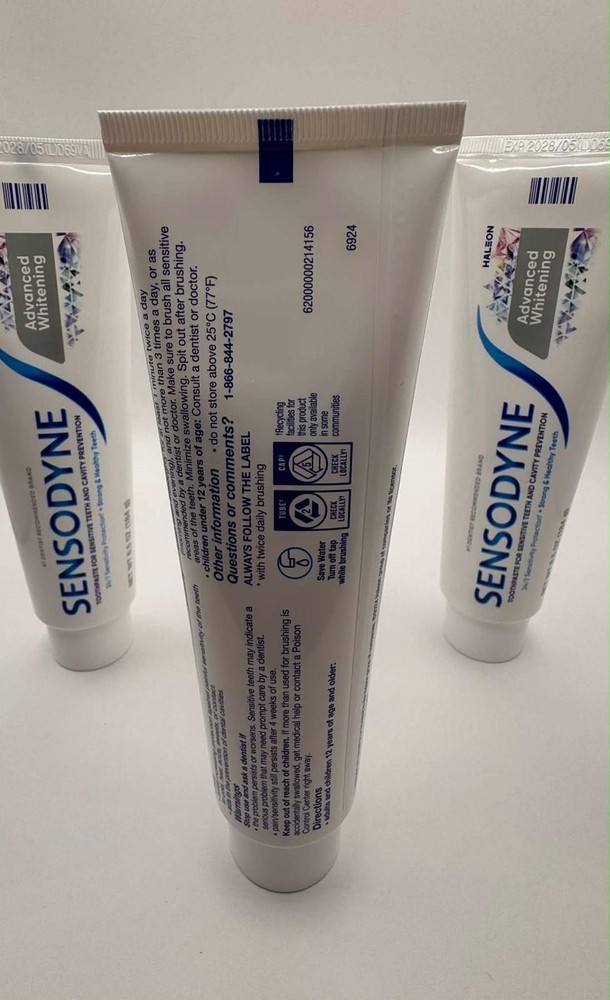 Sensodyne Advanced Whitening Toothpaste 6.5oz 4 Pack Sensitivity - Open Box