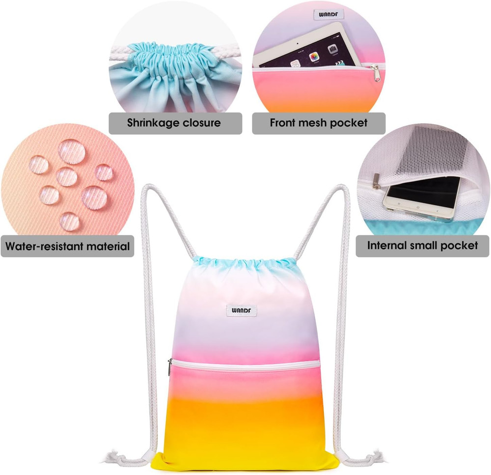 Drawstring Backpack String Bag Sackpack Cinch Water Resistant Nylon for Gym Shop