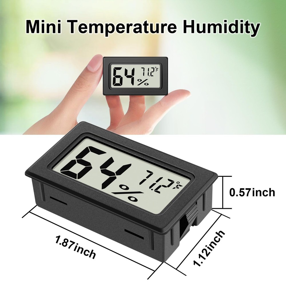 6-Pack Mini Hygrometer Indoor Humidity Meter, Digital Thermometer Black
