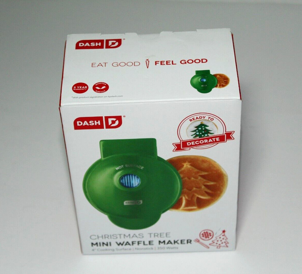 Dash Christmas Tree Mini Waffle Maker - 4" - Brand New In Box
