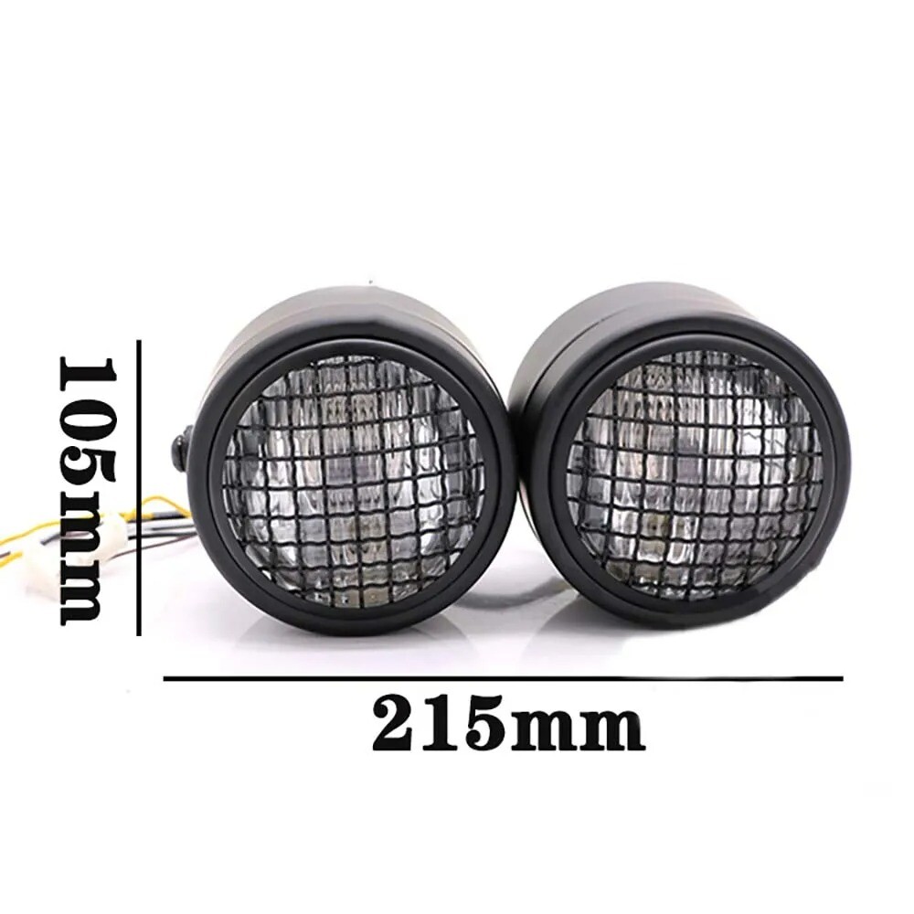 2PCS Black Modified Front Headlight Suitable FIt for Harley Headlight Light Bulb