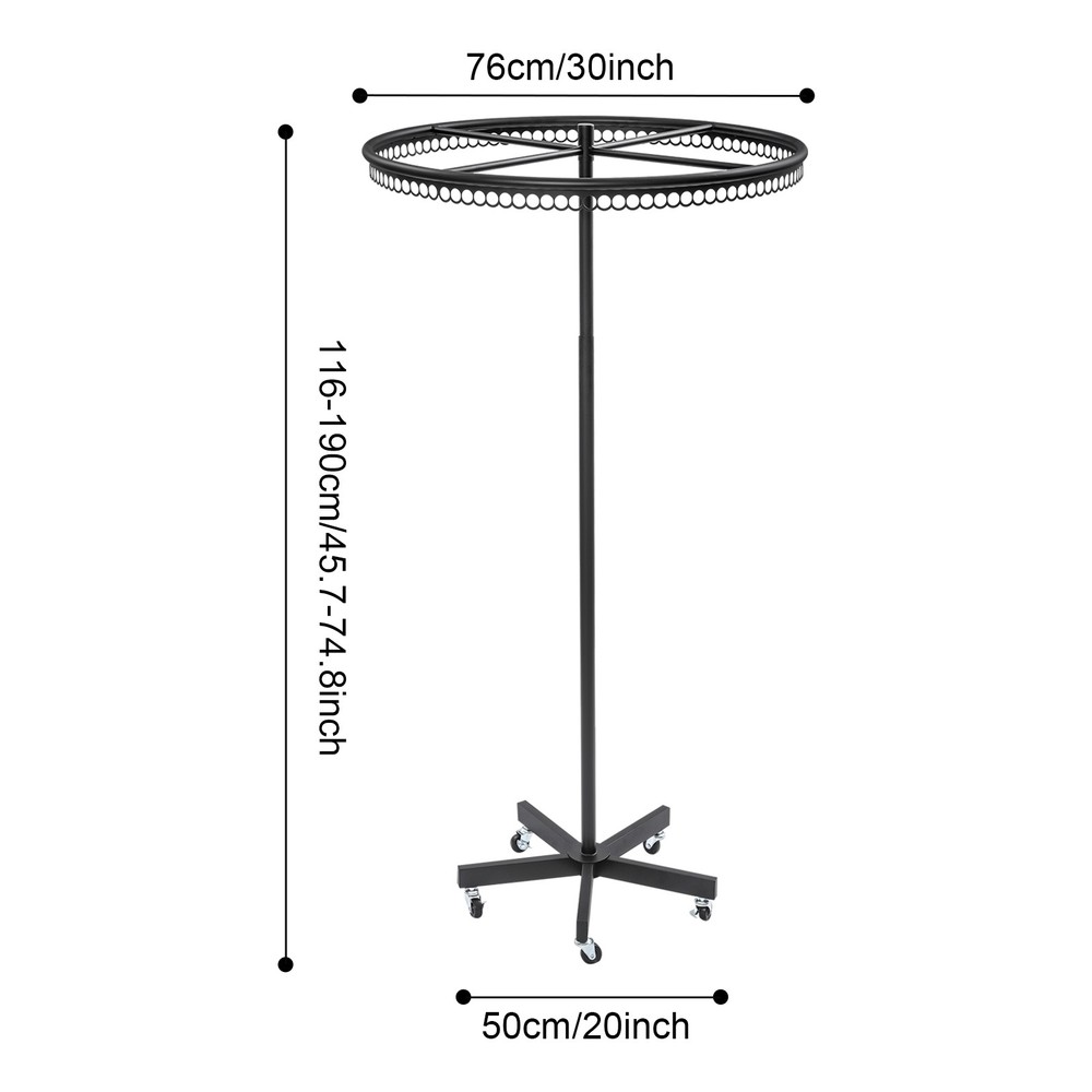 360° Rollable Round Stand Ring Stand Clothes Rack Height Adjustable 66lbs Load