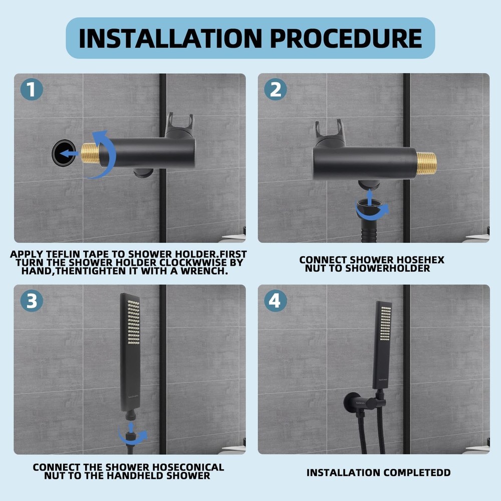 Solid Brass Handheld Shower Head Arc Design High Pressure Matte Black Hand Sh...