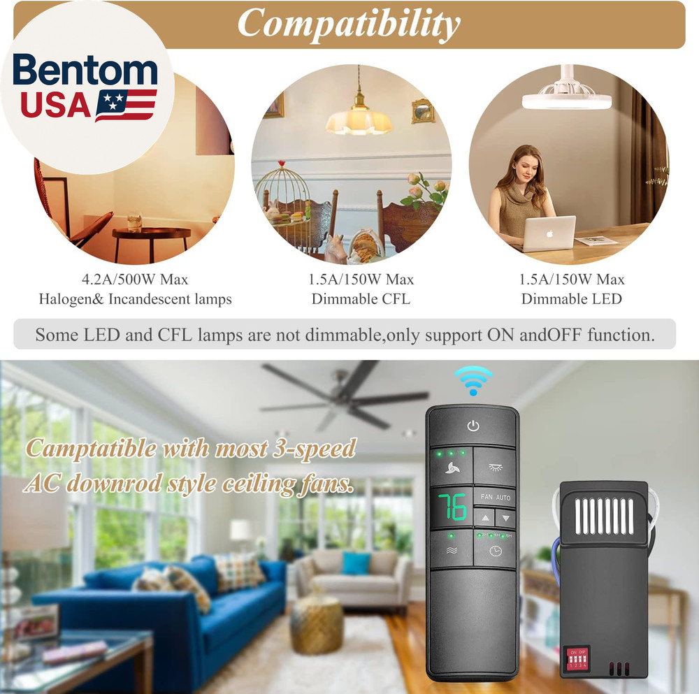 Universal Ceiling Fan Remote Control Kit Replacement for Hampton Bay Home Decora