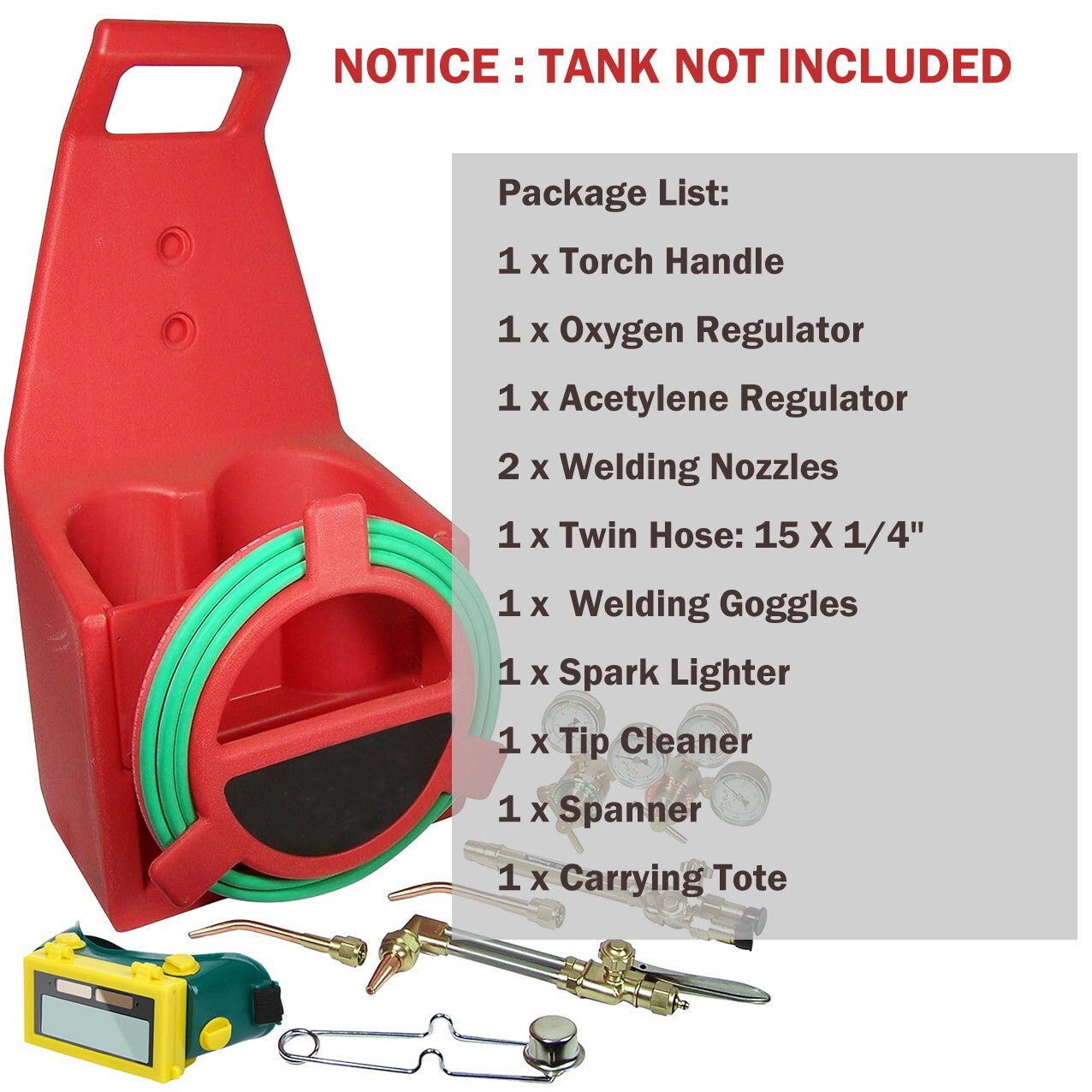 HVAC Portable Oxygen Acetylene Welding Cutting Torch Kit w/ Carrying Case & Hose