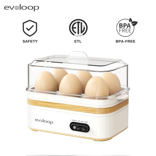 Rapid Egg Cooker Electric 6 Eggs Capacity, Soft, Medium, Hard Boiled, white