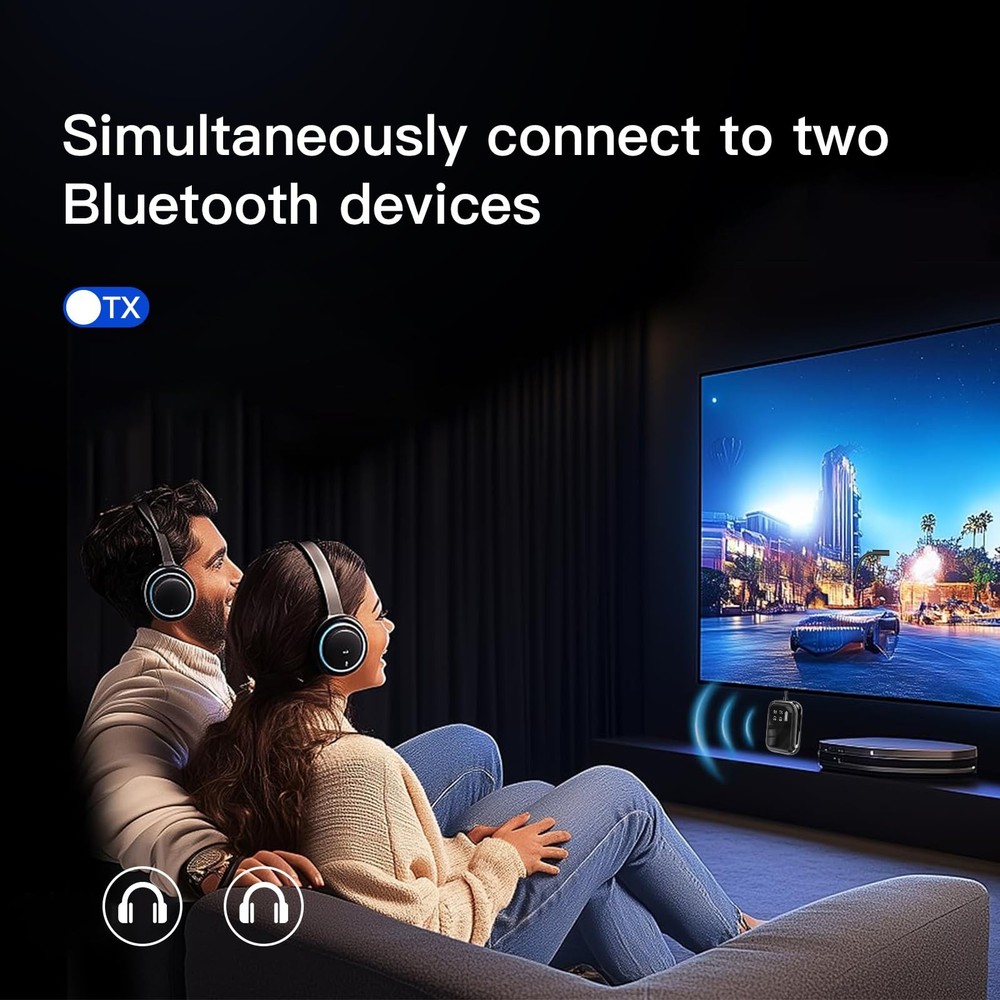 Bluetooth 5.4 Transmitter Receiver, Low-Latency for Gaming/TV/PC/Gym,2-in-1 D...