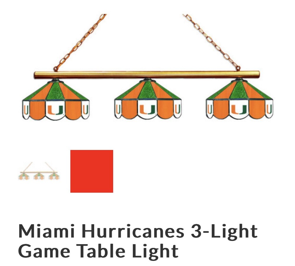 Miami Hurricanes 3-Light Game Table Light