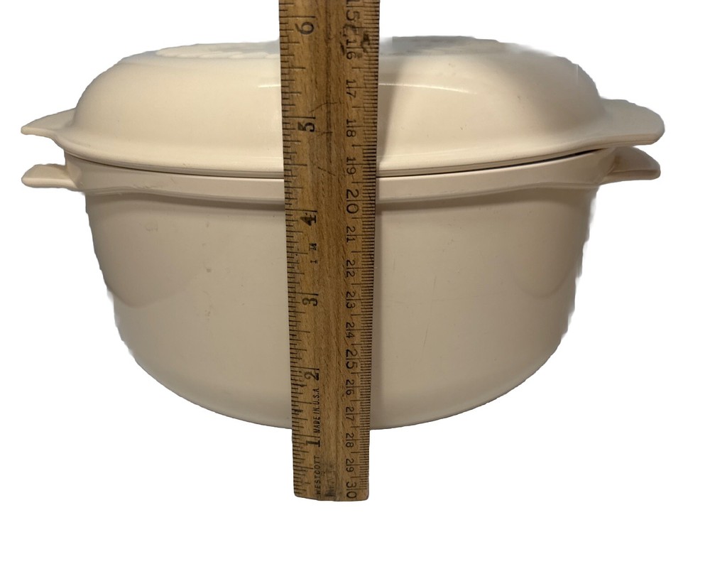 Vintage 4 Piece Tupperware Microwave Stackable Cooker Steamer almond