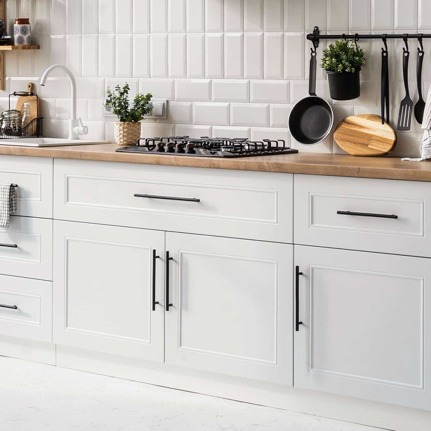 Black Modern Cabinet Handles T Bar Pulls Kitchen Drawer Hardware Stainless Steel