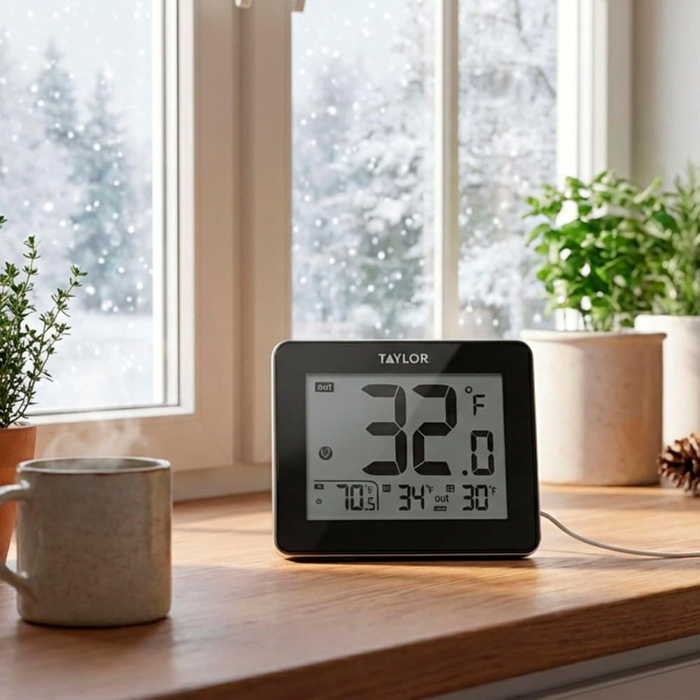 Wired Digital Indoor Outdoor Thermometer with LED Display, Wired Probe Sensor fo