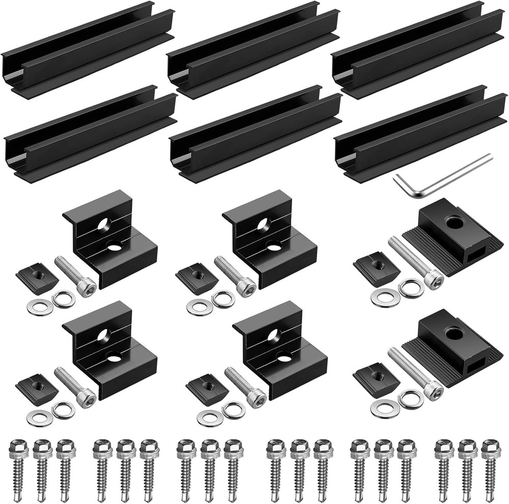 6Pcs Solar Panel Mounting Brackets, Aluminium 7.87" Solar Panel Mounting Rail &