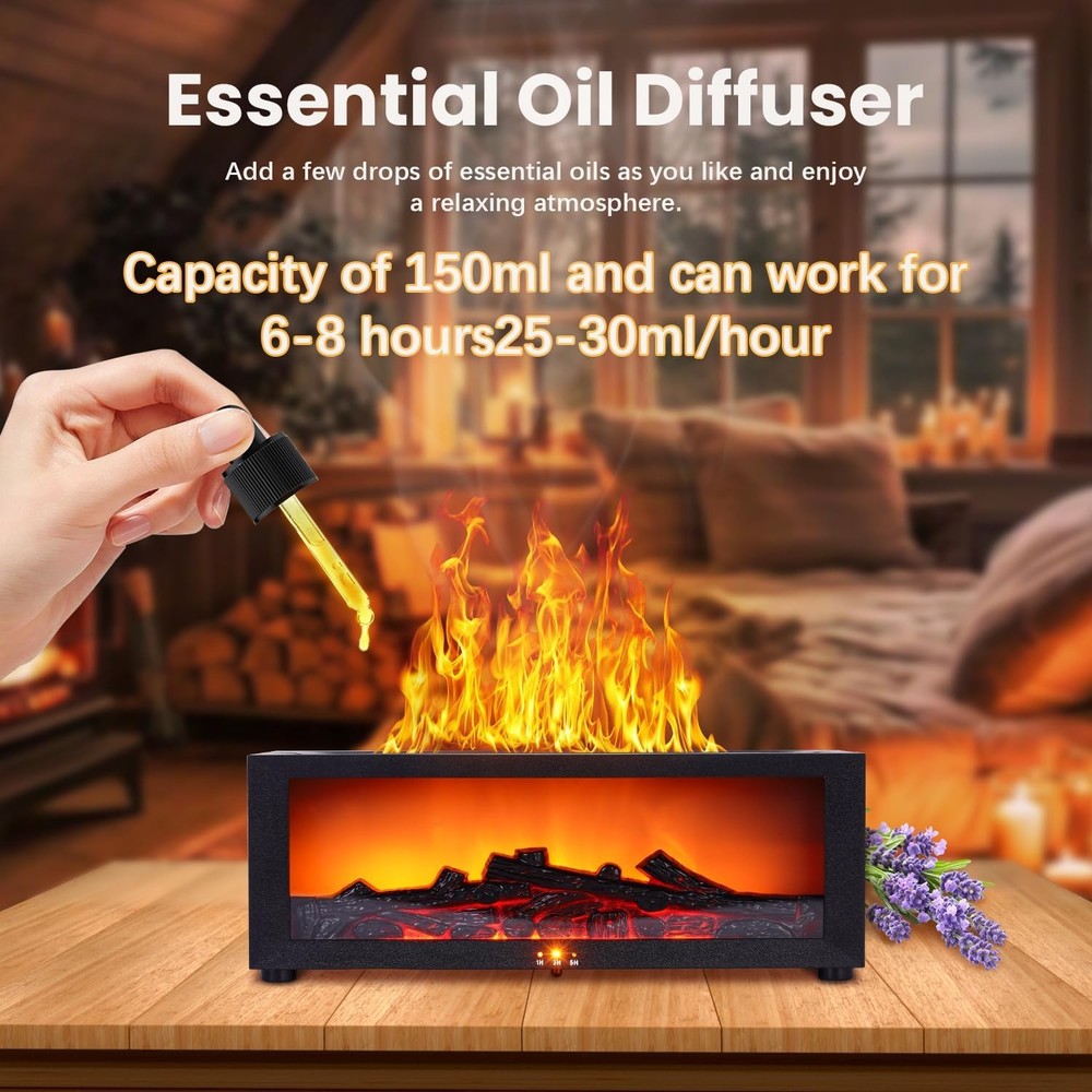 Fireplace Humidifier Diffuser, Flame Diffuser for Essential Oils, Aroma Diffuser