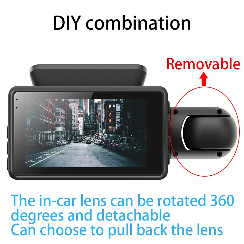 3 inch Car DVR Touch Screen Driving Video Recorder G-sensor Front+Inside Camera