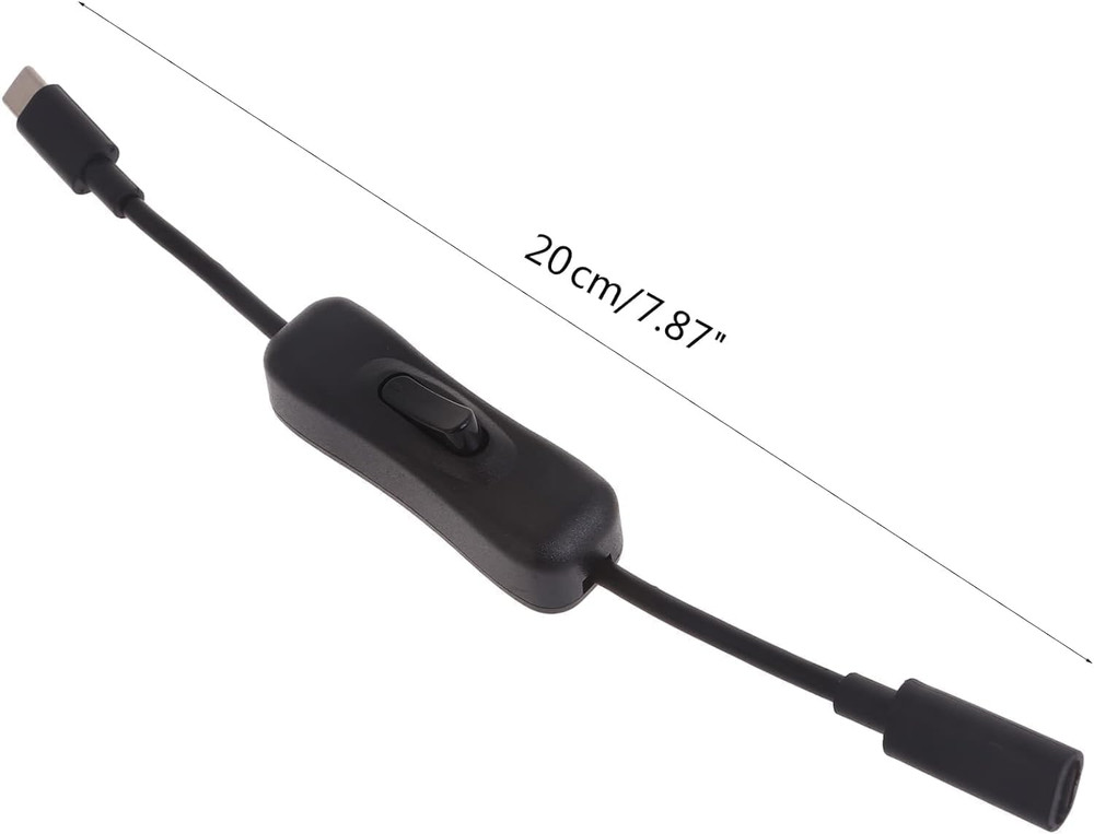 "Black USB C Extension Cable with Inline On/Off Switch – 4 Power Switch Cables"