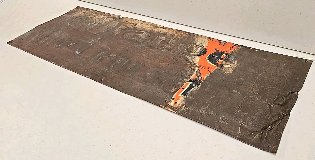 Vintage 1930s Orange Crush Ice Cold Carbonated Drink Embossed Double Bottle Sign