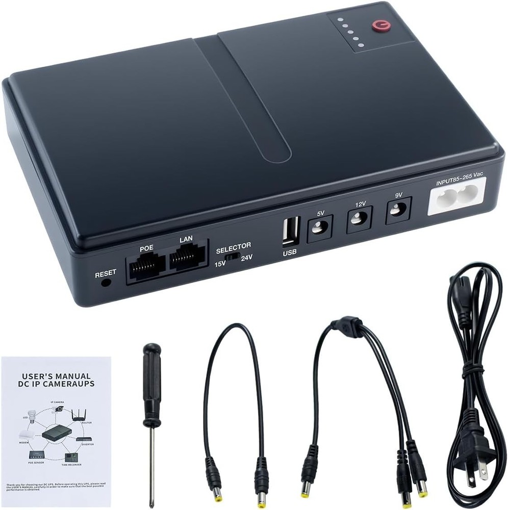 Compact Mini UPS with Multi-Voltage Output - Essential Power Backup Solution