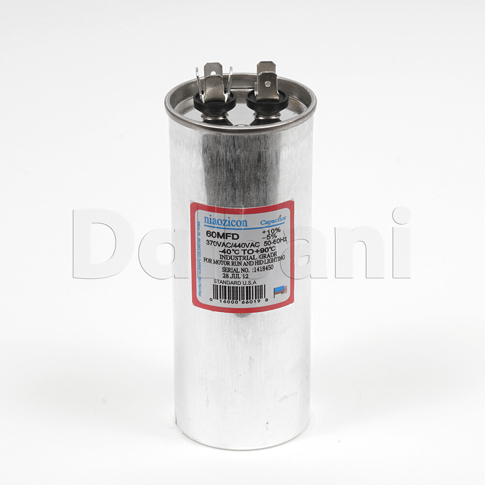 60 UF MFD 370 440V VAC Oil Motor Run Capacitor CBB65 5X2 inch