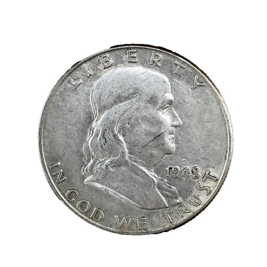 1948 Franklin Half Dollar AU 90% Silver Coin #2.1