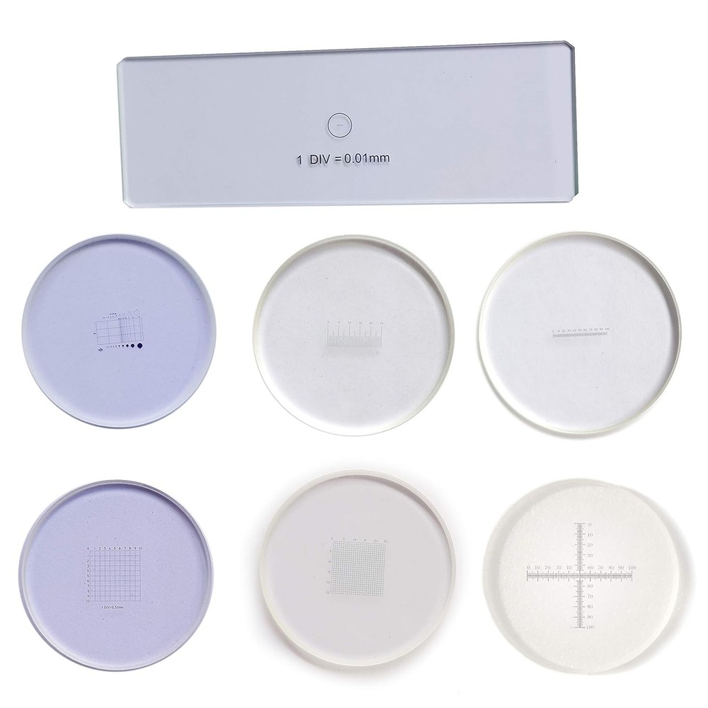 Microscope Eyepiece Micrometer Graticules Measuring Glass Off-White, Grey