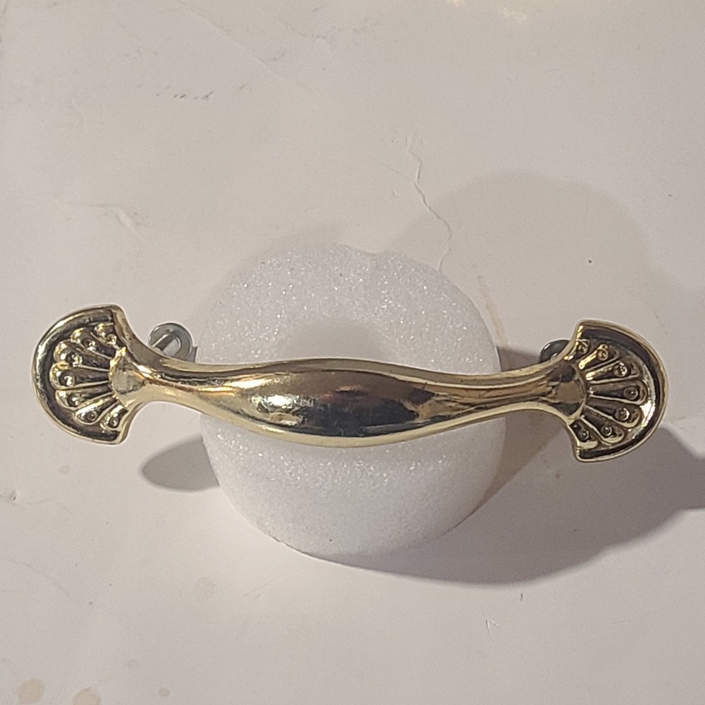 Vintage Solid Brass Cabinet Drawer Pull Handle Sea Shell Ends Hardware 4 1/2"