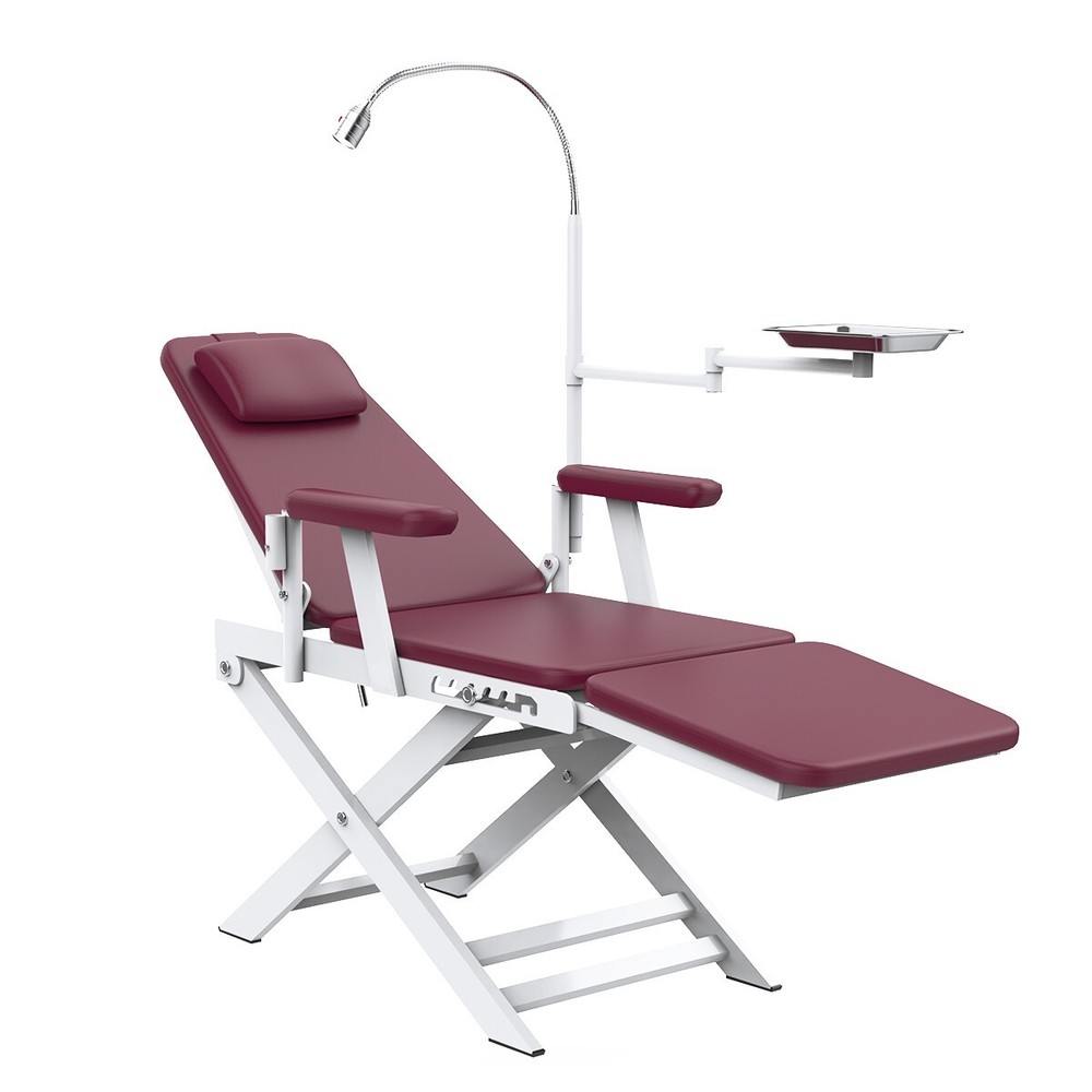 Dental Portable & Practical Adjustable Folding Chair With LED Light + Tray Ruby