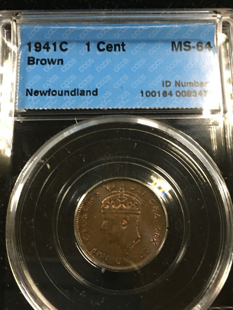 1941C CCCS Graded, Newfoundland Small ¢1 Cent, **MS-64** #3479