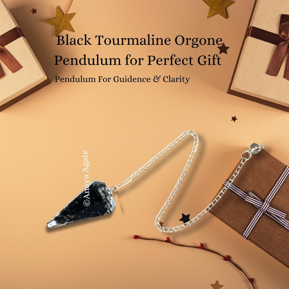 Black Tourmaline Pendulum – Orgone Crystal Pendulum – Dowsing Pendul