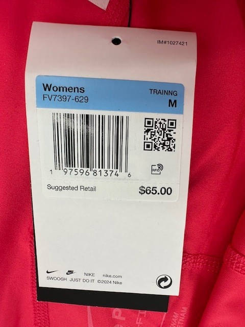 $65 NIKE PRO Women’s 7/8 Mid Rise Graphic Leggings-FV7397-Pink-Medium-New Tag