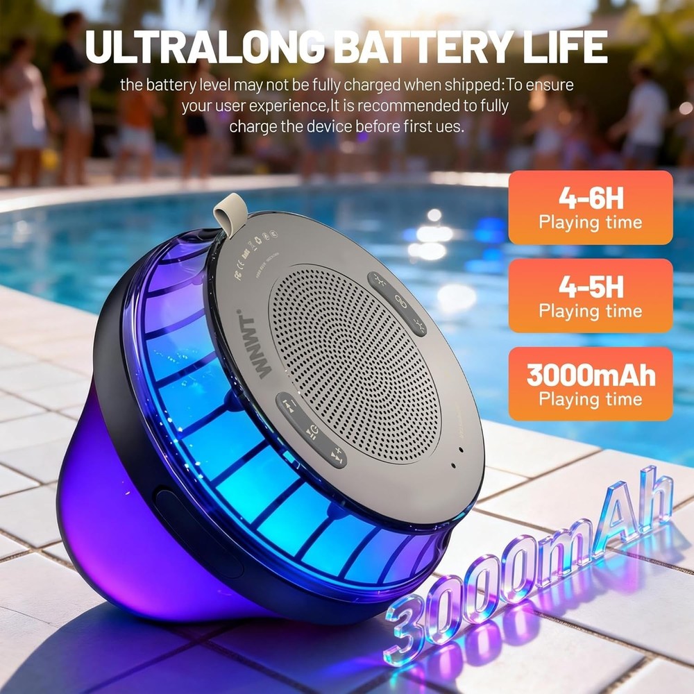 Floating RGB Bluetooth Speaker for Pool, High-Quality Sound