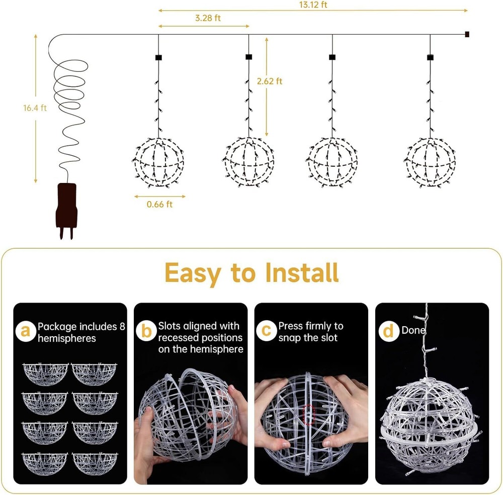 Outdoor Christmas String Lights,Spherical Tree Garden Spherical Lights