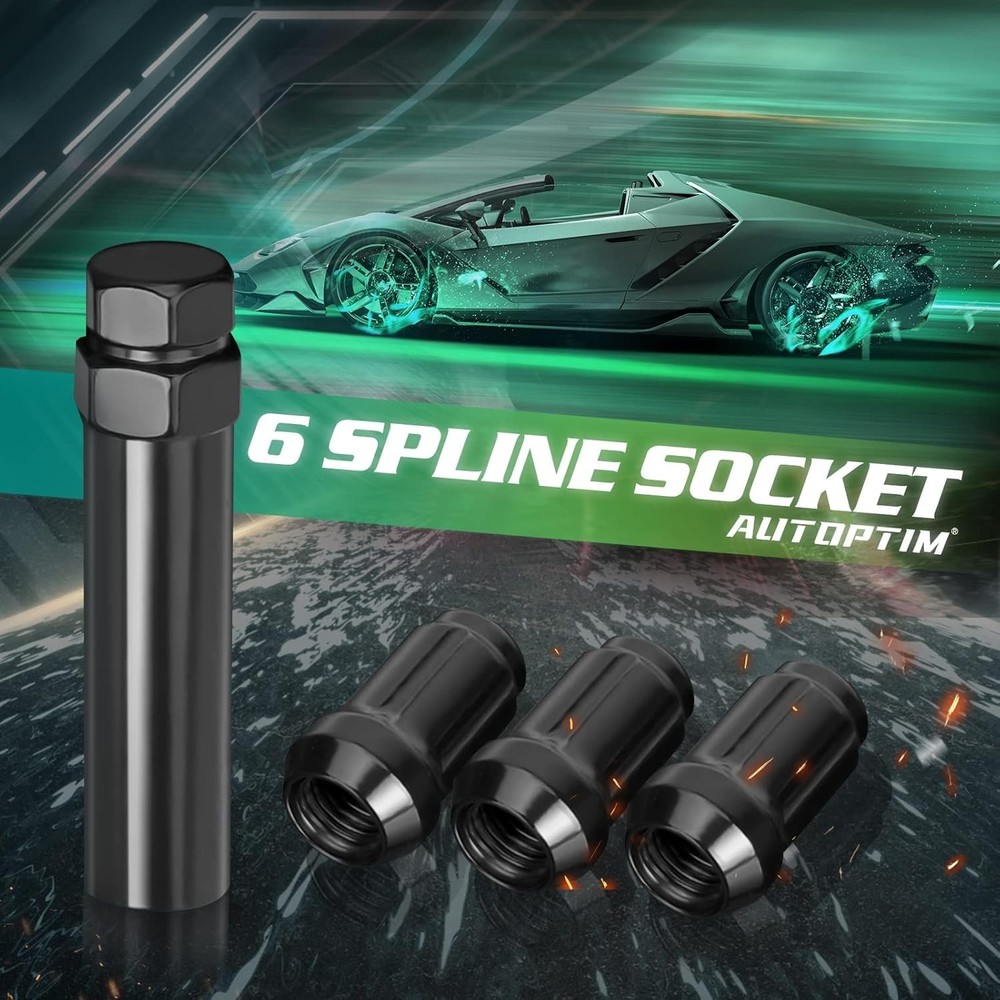 6 Spline Lug Nuts Socket Key - 17mm Hex Socket for Small Diameter 1 Pack Black
