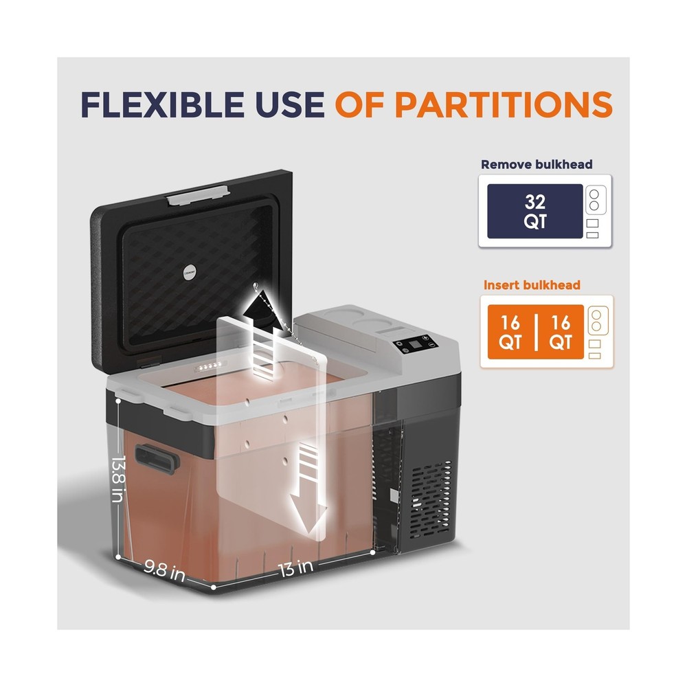 12 Volt Refrigerator Electric Cooler - 32Quart(30L) Refrigerator Compressor 1...